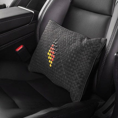 Premium Lumbar Support Pillow for Tesla Model X/Y/S/3 & Cybertruck – Ergonomic Suede Neck and Back Cushion with Adjustable Strap