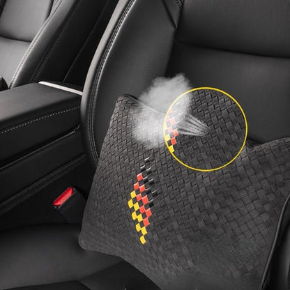 Premium Lumbar Support Pillow for Tesla Model X/Y/S/3 & Cybertruck – Ergonomic Suede Neck and Back Cushion with Adjustable Strap