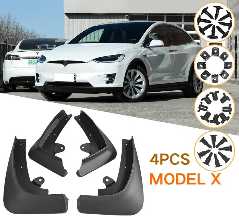 X-Auto Mud Flaps for Tesla Model X 2016–2023 | Custom Fit Splash Guards Fender Protectors | Durable TPE Material, All-Weather Protection