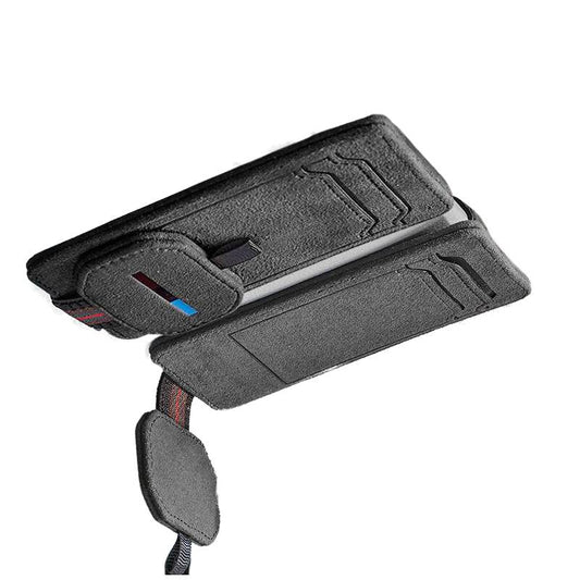 Premium Leather Multi-Functional Sunglasses Holder Clip for Tesla Model 3, Model Y, Model S, Model X – Magnetic Car Sun Visor Glasses Organizer with Card Slots