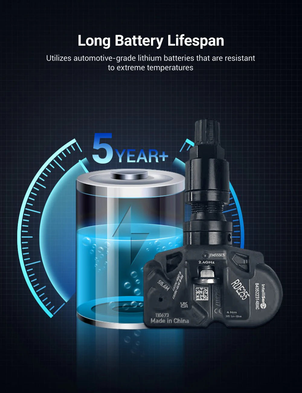 Bluetooth BLE Tire Pressure Monitoring Sensors (TPMS) for Tesla Model 3 / Model Y / Model S / Model X – Real-Time Wireless Tire Pressure & Temperature Monitor, OEM-Compatible