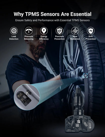 Bluetooth BLE Tire Pressure Monitoring Sensors (TPMS) for Tesla Model 3 / Model Y / Model S / Model X – Real-Time Wireless Tire Pressure & Temperature Monitor, OEM-Compatible