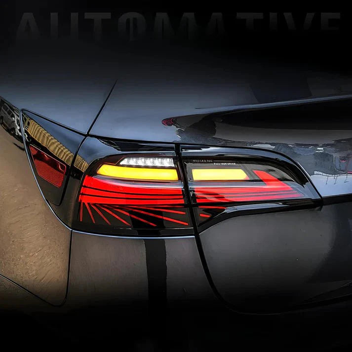 Phantom Sequential LED Tail Lights for Tesla Model 3 & Model Y (2PCS) – Plug & Play Replacement with Dynamic Running Horse Effect