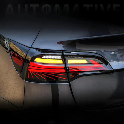 Phantom Sequential LED Tail Lights for Tesla Model 3 & Model Y (2PCS) – Plug & Play Replacement with Dynamic Running Horse Effect