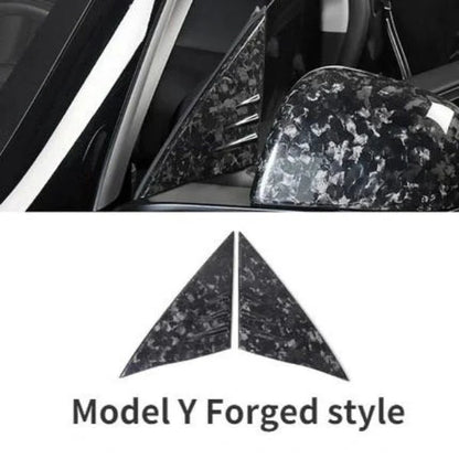 Real Carbon Fiber A-Pillar Window Covers for Tesla Model 3 & Model Y (Glossy / Matte / Forged Finish)