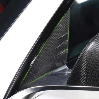 Real Carbon Fiber A-Pillar Window Covers for Tesla Model 3 & Model Y (Glossy / Matte / Forged Finish)