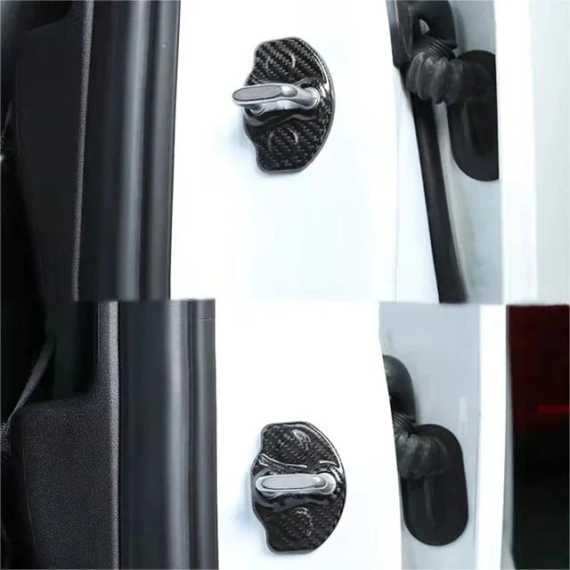 Real Carbon Fiber Door Lock Cover Trim for Tesla Model 3 & Model Y (4PCS) – Premium Protection & Sleek Upgrade