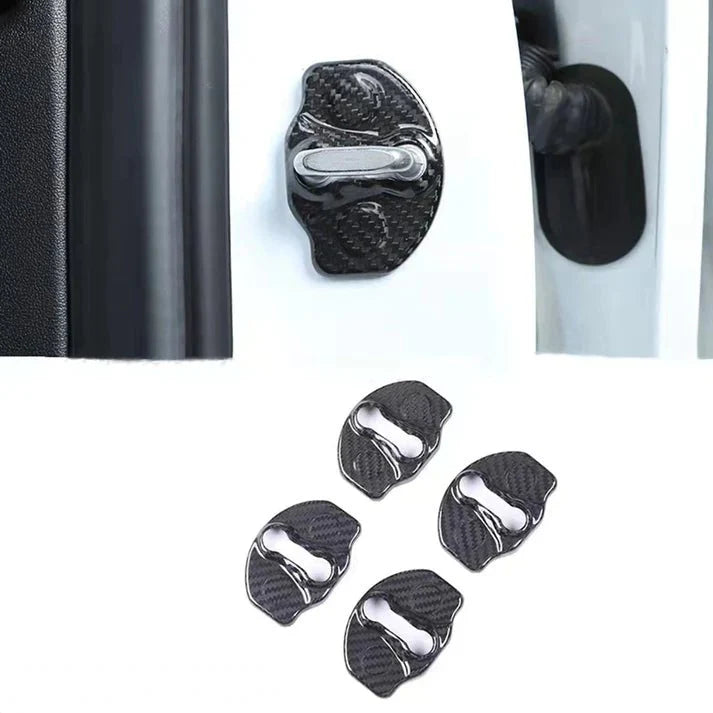 Real Carbon Fiber Door Lock Cover Trim for Tesla Model 3 & Model Y (4PCS) – Premium Protection & Sleek Upgrade
