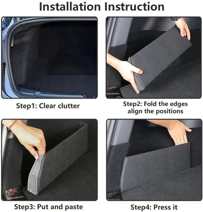 Rear Trunk Side Organizer Divider for Tesla Model 3 (2017-2023.10) & Model Y (2021-Present) – Flocked Fabric Storage Panel, Custom Fit Cargo Organizer