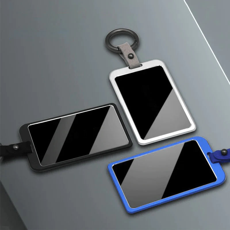 Premium Round Button Key Card Holder for Tesla Model 3/Y (2017-Present) – Aluminum Alloy, 3D Carbon Design
