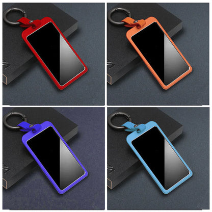 Premium Round Button Key Card Holder for Tesla Model 3/Y (2017-Present) – Aluminum Alloy, 3D Carbon Design