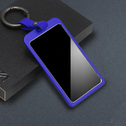 Premium Round Button Key Card Holder for Tesla Model 3/Y (2017-Present) – Aluminum Alloy, 3D Carbon Design
