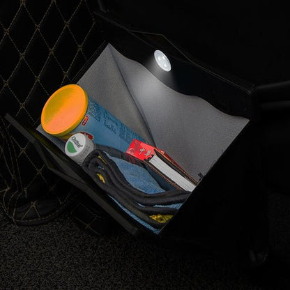 Seat Back Trash Bag with LED Light for Tesla Model X/Y/3 – Leather Car Organizer, Non-Destructive Installation
