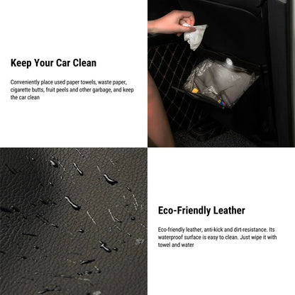 Seat Back Trash Bag with LED Light for Tesla Model X/Y/3 – Leather Car Organizer, Non-Destructive Installation