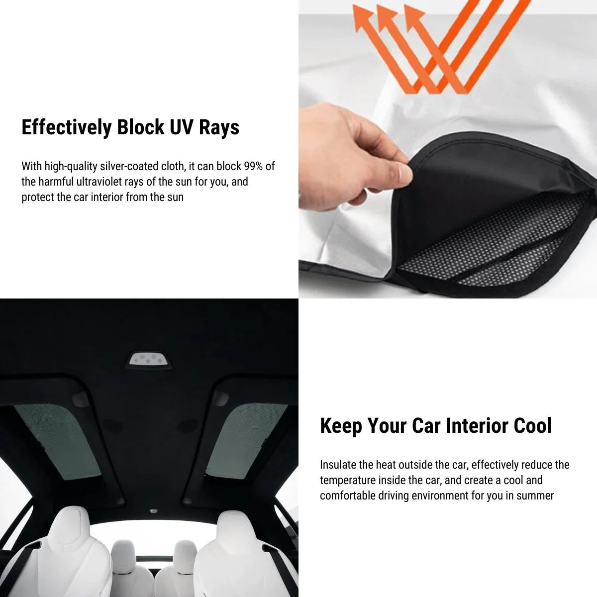 Side & Roof Window Sunshades for Tesla Model X (2016–Present) | UV Protection Mesh Sun Visor, Heat Reduction Car Sunroof Shades