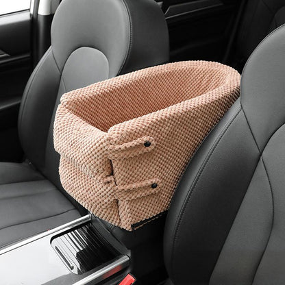 Model X Center Console Dog Car Seat for Small Pets – Portable Puppy Booster Seat with Removable Washable Cover, Anti-Slip Base & Secure Strap for Car Travel