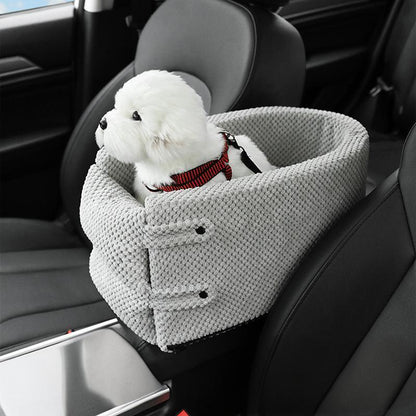 Model X Center Console Dog Car Seat for Small Pets – Portable Puppy Booster Seat with Removable Washable Cover, Anti-Slip Base & Secure Strap for Car Travel