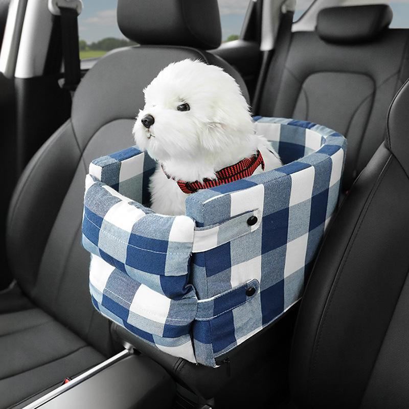 Model X Center Console Dog Car Seat for Small Pets – Portable Puppy Booster Seat with Removable Washable Cover, Anti-Slip Base & Secure Strap for Car Travel