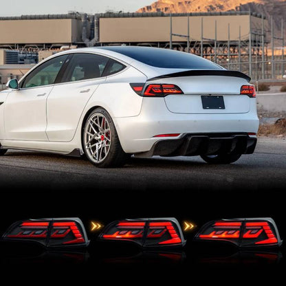 Tesla Model 3/Y Streamer LED Tail Light Assembly – Dynamic Brake & Turn Signal Lights, Dual Reversing LEDs, Easy Install