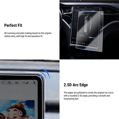 Tempered Glass Screen Protector for Tesla Model X/S – 5-Layer Diamond Hardness, Anti-Fingerprint, Anti-Blue Light, 2.5D Curved Edge Display Film