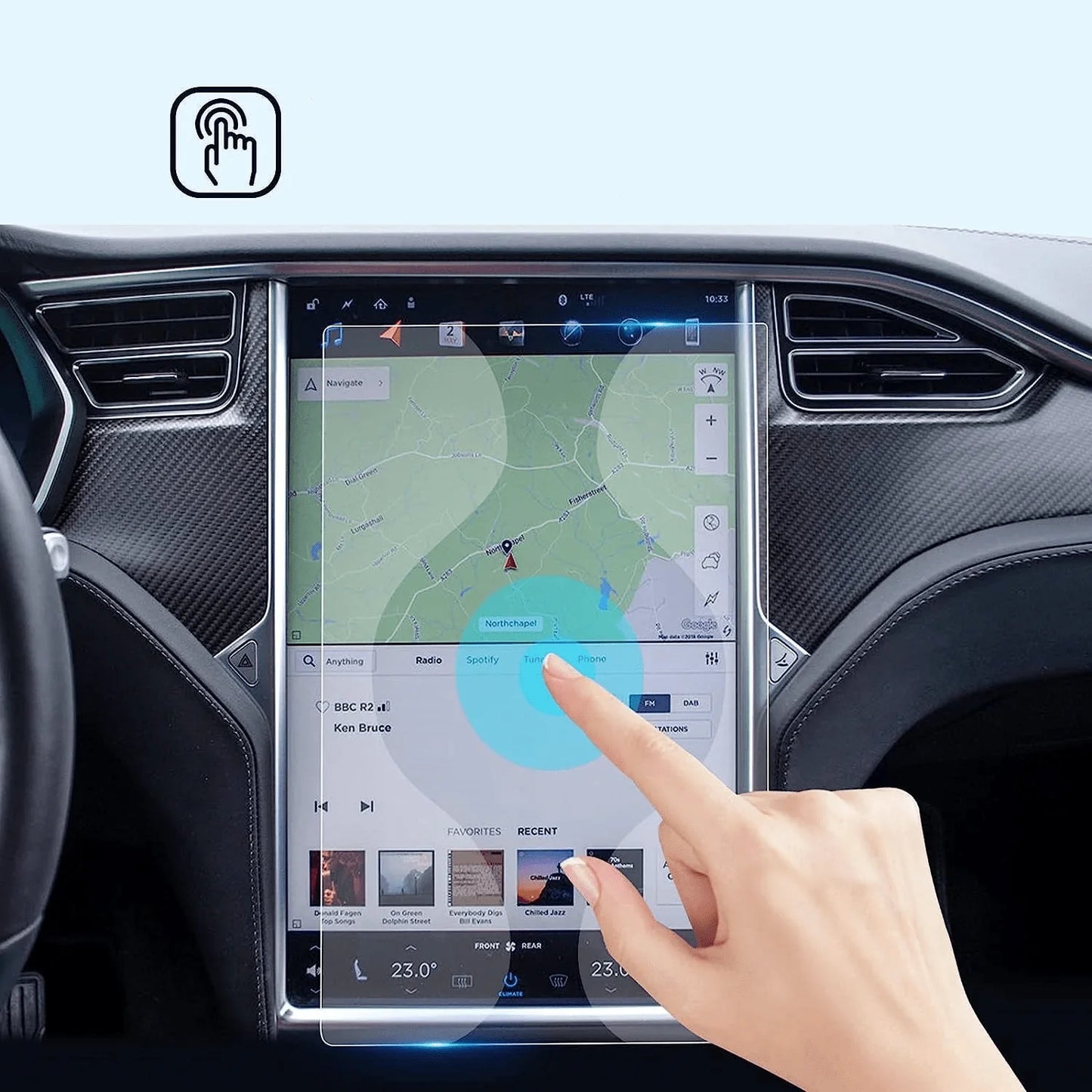 Tempered Glass Screen Protector for Tesla Model X/S – 5-Layer Diamond Hardness, Anti-Fingerprint, Anti-Blue Light, 2.5D Curved Edge Display Film