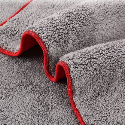 Premium Thicken Cleaning Towel for Tesla Model X/Y/S/3 — Suede Coral Fleece Glass Absorbent Cloth, Lint-Free Car Wash Microfiber Detailing Towel
