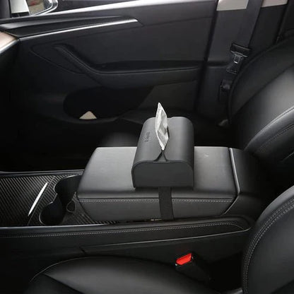 Silicone Tissue Box Holder for Tesla Model 3/Y/S/X – Custom-Fit Car Napkin Dispenser with Flexible Straps, Easy Installation & Durable Design