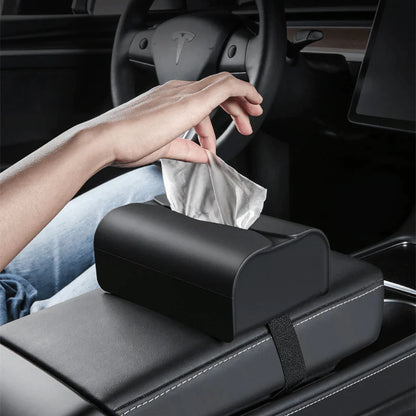 Silicone Tissue Box Holder for Tesla Model 3/Y/S/X – Custom-Fit Car Napkin Dispenser with Flexible Straps, Easy Installation & Durable Design