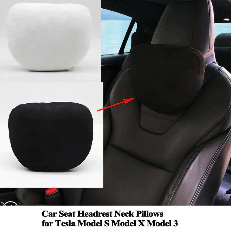 X-Auto Velvet Neck Pillow for Tesla Model X/Y/S/3 – Soft Memory Foam Headrest Cushion for Enhanced Comfort and Support