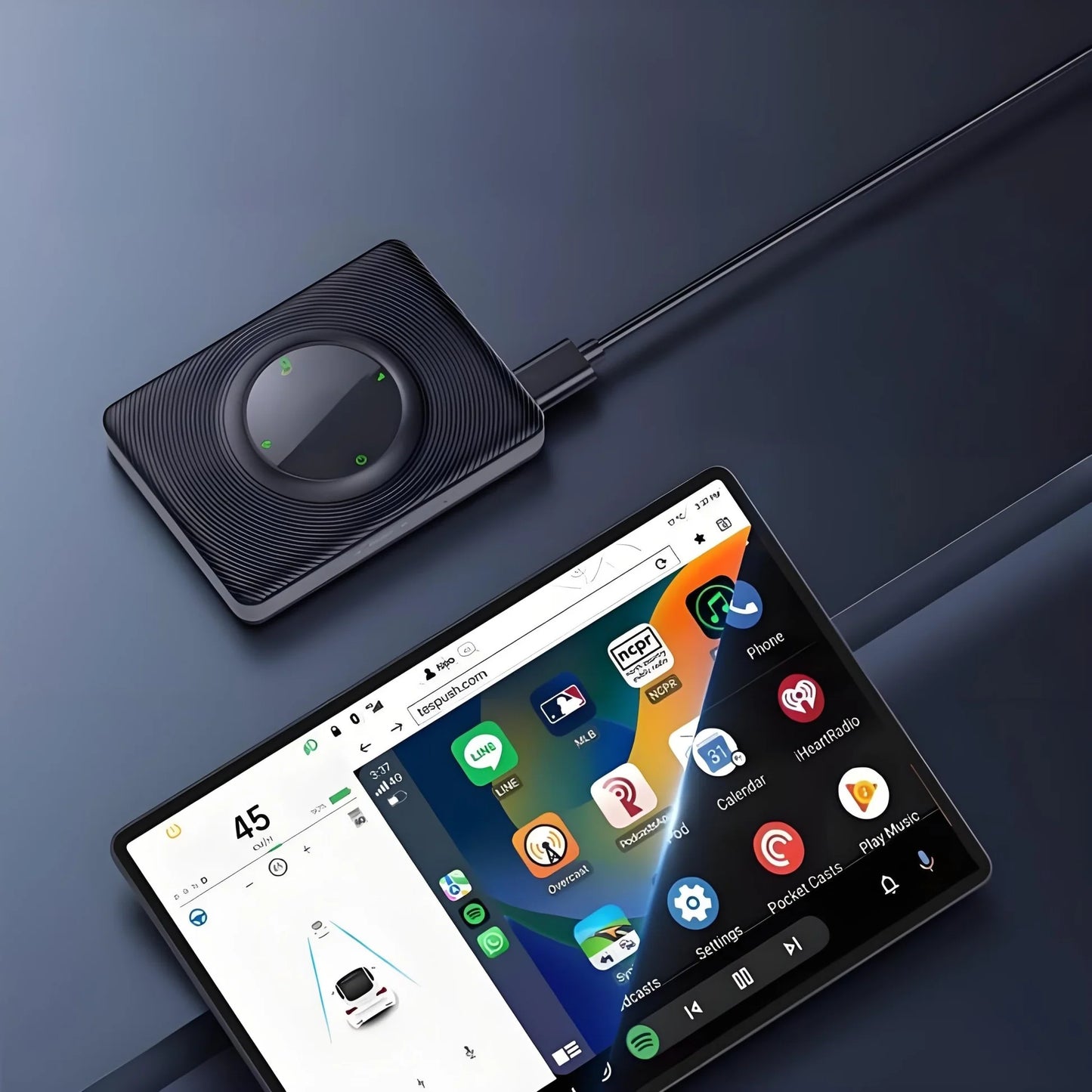 Wireless Apple CarPlay & Android Auto Adapter for Tesla Model 3, Model Y, Model S, Model X, and Cybertruck – Dual-Band 2.4G/5G WiFi, Plug & Play Integration