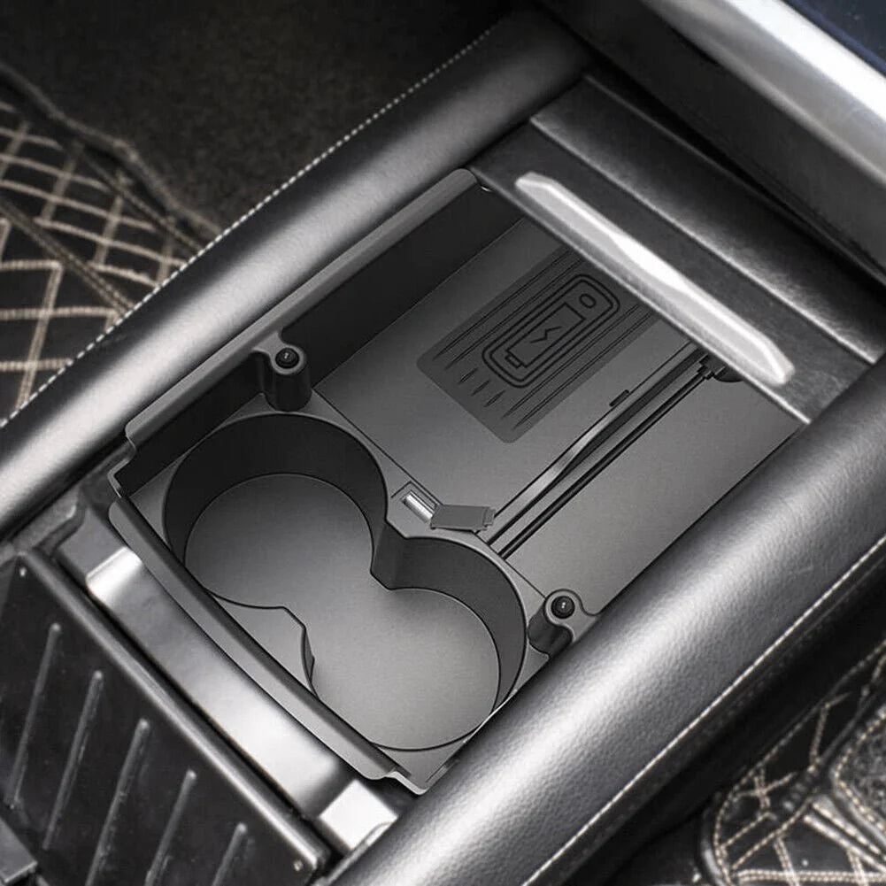 Wireless Phone Charger Center Console Organizer with Cup Holder and LED Indicator for Tesla Model X/S (2017–2021)