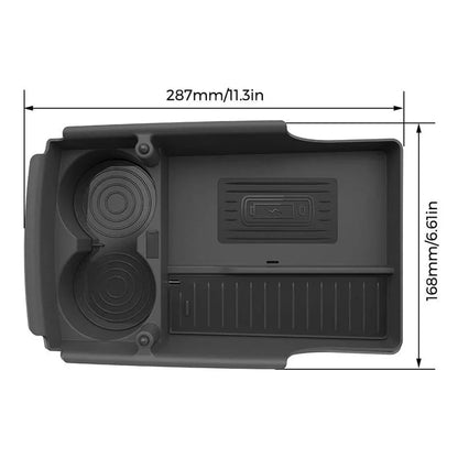 Wireless Phone Charger Center Console Organizer with Cup Holder and LED Indicator for Tesla Model X/S (2017–2021)