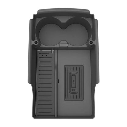 Wireless Phone Charger Center Console Organizer with Cup Holder and LED Indicator for Tesla Model X/S (2017–2021)