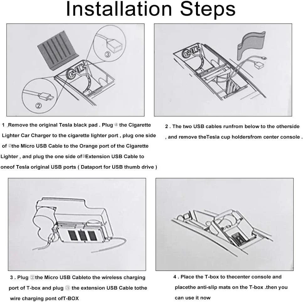 Wireless Phone Charger Center Console Organizer with Cup Holder and LED Indicator for Tesla Model X/S (2017–2021)