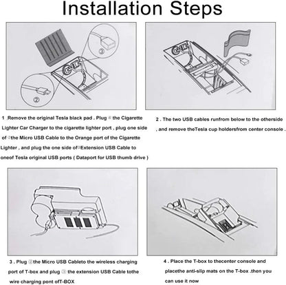 Wireless Phone Charger Center Console Organizer with Cup Holder and LED Indicator for Tesla Model X/S (2017–2021)