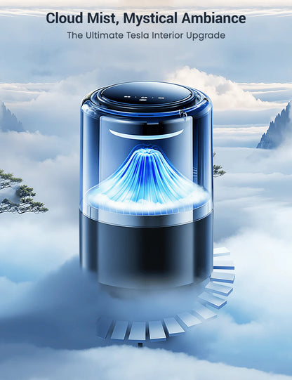 Tesla Model 3/Y/S/X Cloud Mist Car Humidifier  Diffuser with Ambient Lighting – Intelligent Aromatherapy, Touch Control, Automatic Start-Stop