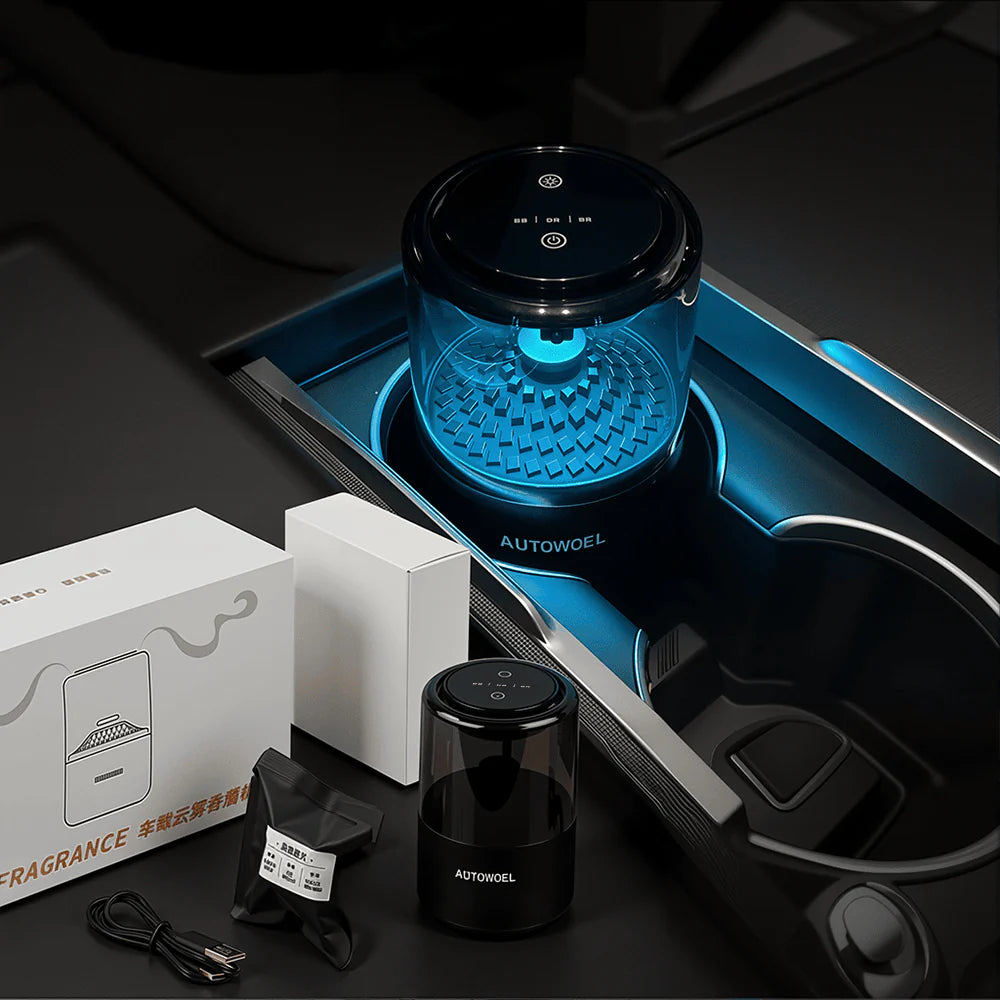 Tesla Model 3/Y/S/X Cloud Mist Car Humidifier  Diffuser with Ambient Lighting – Intelligent Aromatherapy, Touch Control, Automatic Start-Stop