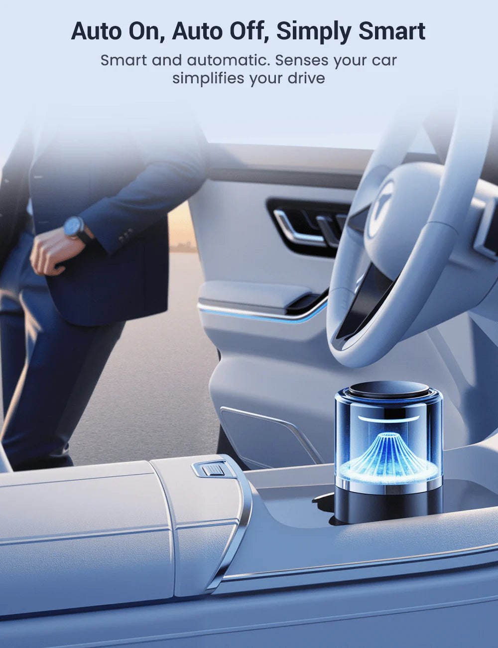 Tesla Model 3/Y/S/X Cloud Mist Car Humidifier  Diffuser with Ambient Lighting – Intelligent Aromatherapy, Touch Control, Automatic Start-Stop