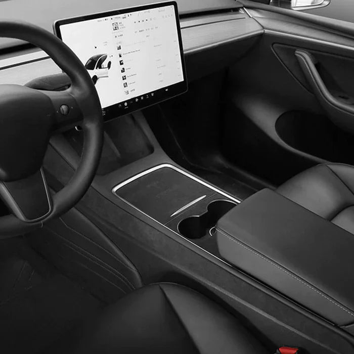 Light Gray Alcantara Center Console Side Panel Covers for Tesla Model 3 (2017–2023) | Luxury Interior Trim Protection