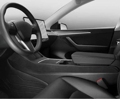 Light Gray Alcantara Center Console Side Panel Covers for Tesla Model 3 (2017–2023) | Luxury Interior Trim Protection