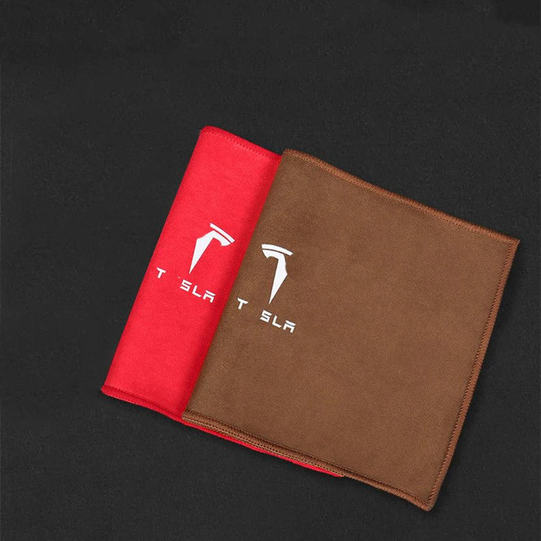 Dual-Sided Microfiber Car Cleaning Towel (28×20cm) | 8X Absorbent Coral Velvet & Suede | Scratch-Free Lint-Free | For Tesla Model 3 Model Y Model S Model X Cybertruck & All Vehicles