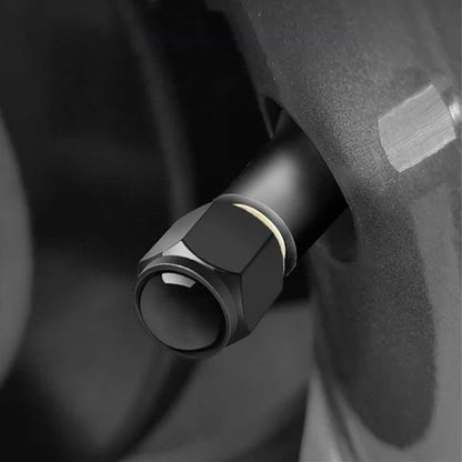 Tesla Tire Valve Stem Caps with Logo – Aluminum Alloy, Airtight & Dustproof, Compatible with Tesla Model 3 / Model Y / Model S / Model X, 4pcs Set, Easy Installation