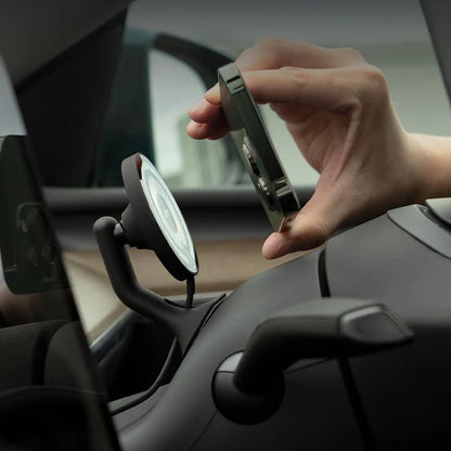 TITA Flexural MagSafe Wireless Charging Phone Holder for Tesla Model 3 Highland & Model Y | 4300 Gauss Magnetic Mount with Adjustable Angle and Transparent Cyber Design