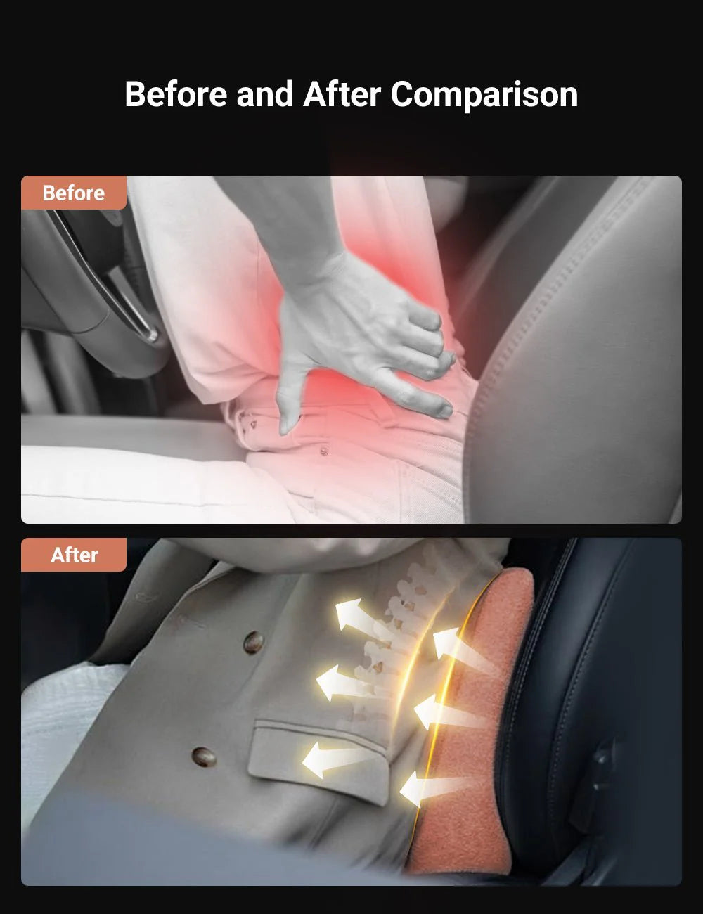 X-Auto Ergonomic Lumbar Support Pillow for Tesla Model X/Y/S/3 – Premium Memory Foam Car Back Cushion with Adjustable Support and Soft Lamb Wool Cover