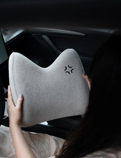 X-Auto Ergonomic Lumbar Support Pillow for Tesla Model X/Y/S/3 – Premium Memory Foam Car Back Cushion with Adjustable Support and Soft Lamb Wool Cover