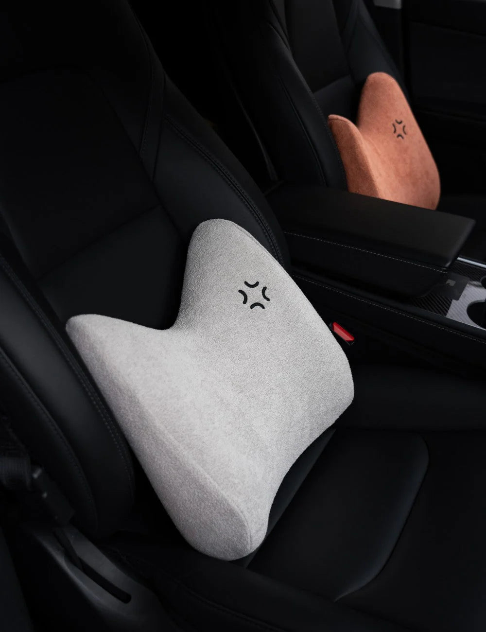 X-Auto Ergonomic Lumbar Support Pillow for Tesla Model X/Y/S/3 – Premium Memory Foam Car Back Cushion with Adjustable Support and Soft Lamb Wool Cover