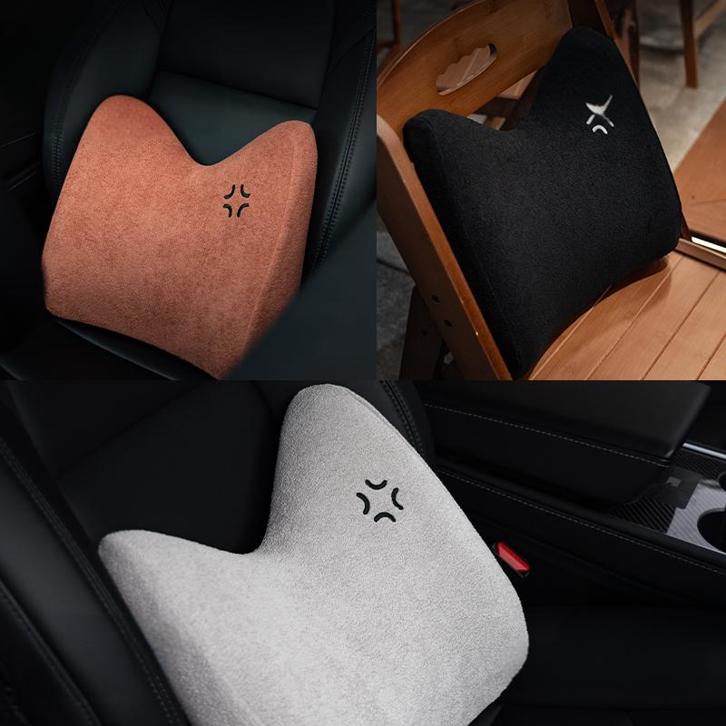 X-Auto Ergonomic Lumbar Support Pillow for Tesla Model X/Y/S/3 – Premium Memory Foam Car Back Cushion with Adjustable Support and Soft Lamb Wool Cover