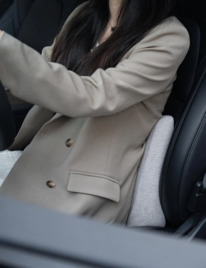 X-Auto Ergonomic Lumbar Support Pillow for Tesla Model X/Y/S/3 – Premium Memory Foam Car Back Cushion with Adjustable Support and Soft Lamb Wool Cover