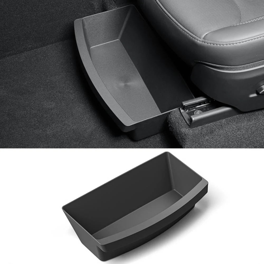 TPE Under-Seat Storage Box for Tesla Model Y Juniper 2025+ — Custom-Fit Hidden Organizer Drawer, Odorless TPE Material