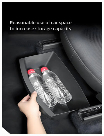 TPE Under-Seat Storage Box for Tesla Model Y Juniper 2025+ — Custom-Fit Hidden Organizer Drawer, Odorless TPE Material